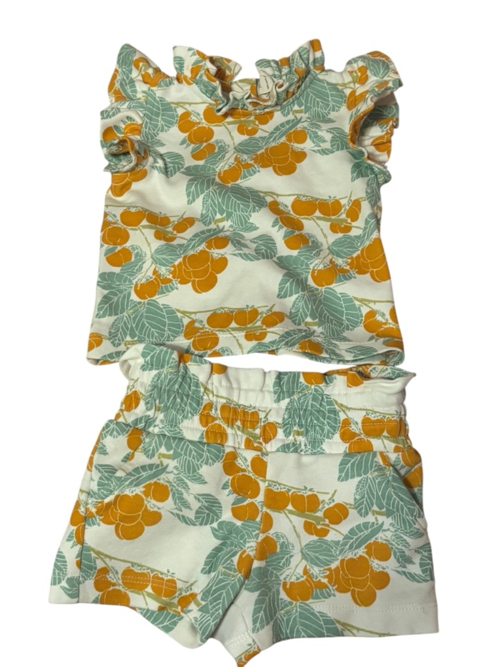 kate quinn 3-6 mo Organic Cotton Set with Orange & Sage Fruit Print